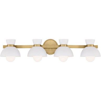 Meridian Lite Trends 4-Light Bathroom Vanity Light in Natural Brass M80076NB