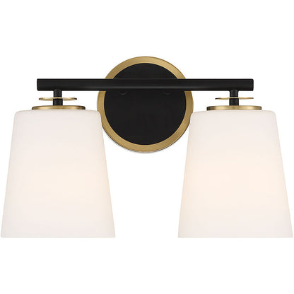 Meridian Lite Trends 2-Light Bathroom Vanity Light in Matte Black and Natural Brass M80077MBKNB