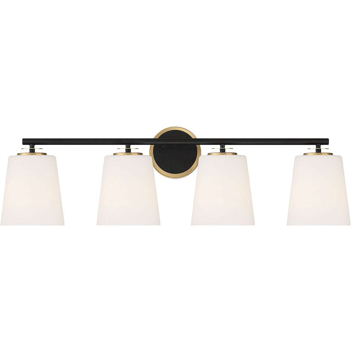 Meridian Lite Trends 4-Light Bathroom Vanity Light in Matte Black and Natural Brass M80079MBKNB