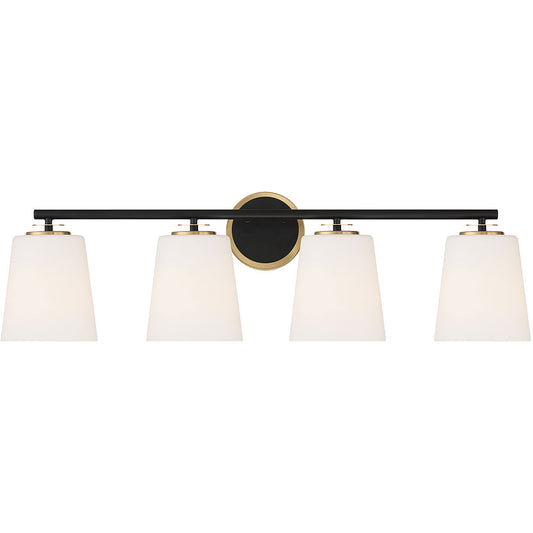 Meridian Lite Trends 4-Light Bathroom Vanity Light in Matte Black and Natural Brass M80079MBKNB