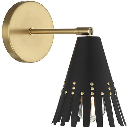 Meridian Lite Trends 1-Light Adjustable Wall Sconce in Matte Black with Natural Brass M90103MBKNB