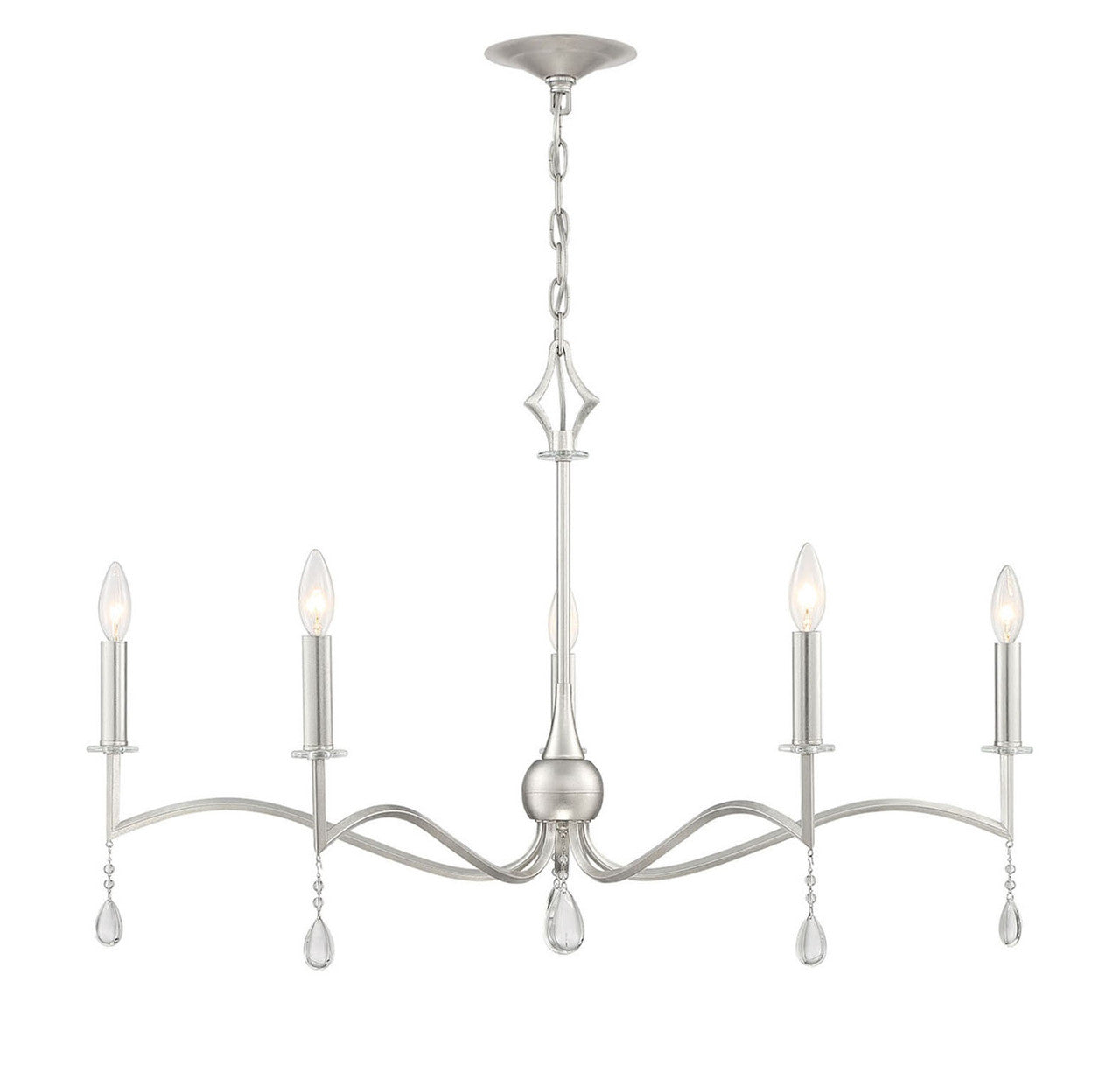 Lumanity Lighting Vivienne Statement 4-Light Silver and Crystal Chandelier in Antique Silver Leaf  9000-2002