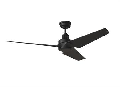 Visual Comfort Fan Ruhlmann 52" LED Ceiling Fan - Midnight Black, Handheld Remote, 6-speed, Reverse and Dimmer, indoor/outdoor 3RULSM52MBKD