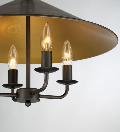 Lumanity Lighting Brantley 4-Light Bronze and Gold Round Chandelier in Oil Rubbed Bronze  L090-0001