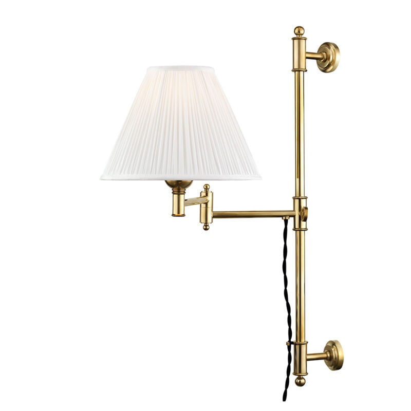 Hudson Valley Lighting Classic No.1 Plug-In Sconce in Aged Brass MDS104-AGB