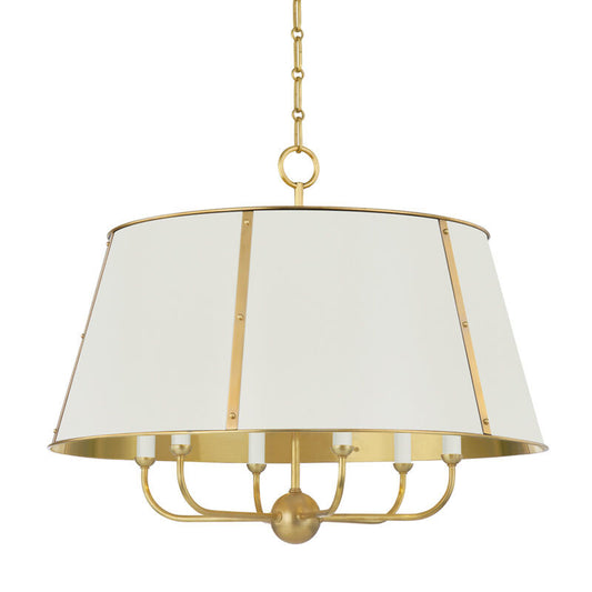 Hudson Valley Lighting Cambridge Chandelier in Aged Brass/off White MDS121-AGB/OW