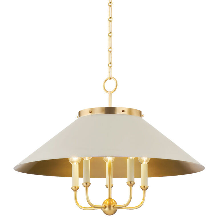 Hudson Valley Lighting Clivedon Chandelier in Aged Brass/off White MDS1403-AGB/OW