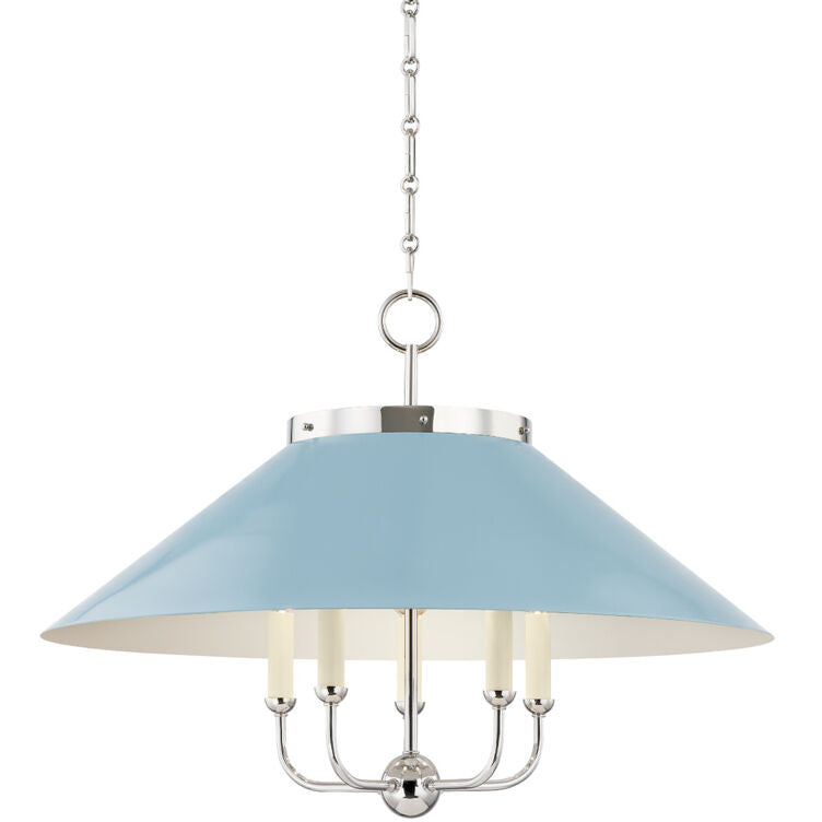 Hudson Valley Lighting Clivedon Chandelier in Polished Nickel/blue Bird MDS1403-PN/BB