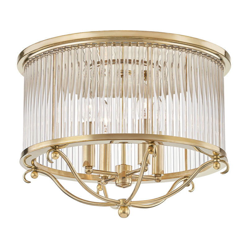 Hudson Valley Lighting Glass No.1 Semi Flush in Aged Brass MDS201-AGB