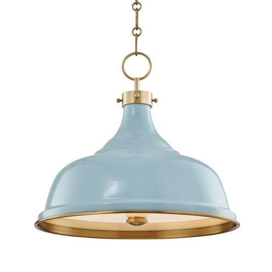 Hudson Valley Lighting Painted No. 1 Pendant in Aged Brass/blue Bird MDS300-AGB/BB