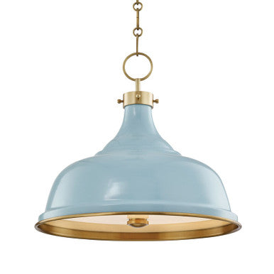 Hudson Valley Lighting Painted No. 1 Pendant in Aged Brass/blue Bird MDS300-AGB/BB