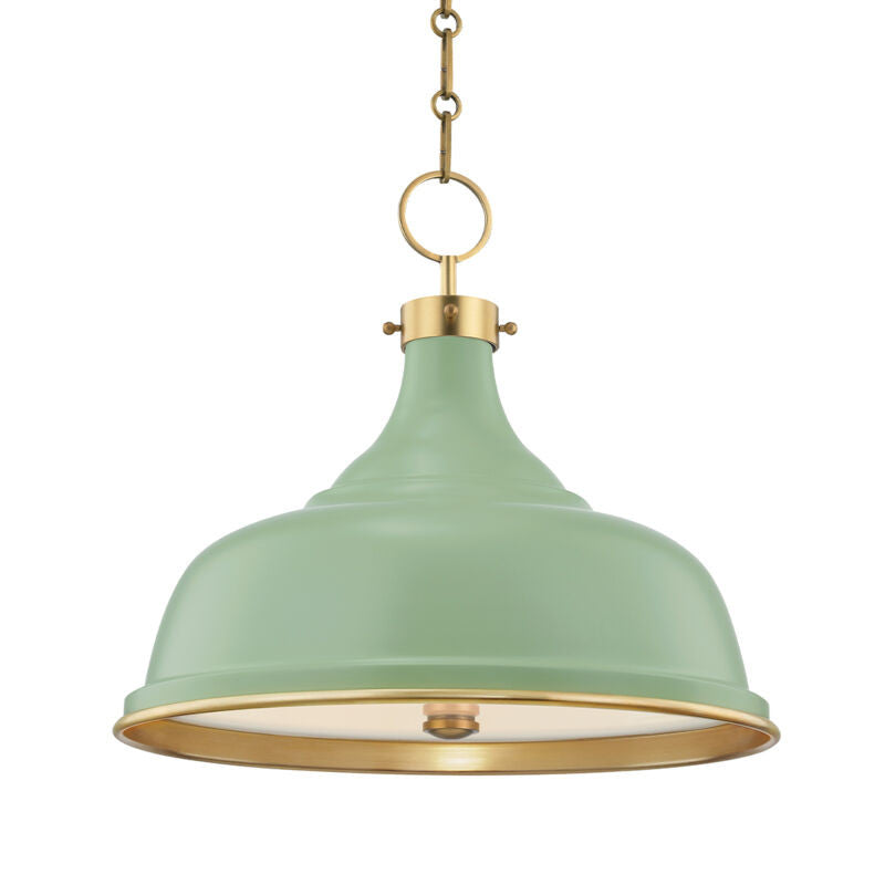 Hudson Valley Lighting Painted No. 1 Pendant in Aged Brass/leaf Green Combo MDS300-AGB/LFG