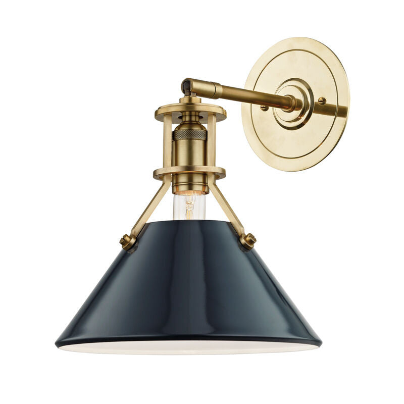 Hudson Valley Lighting Painted No.2 Wall Sconce in Aged Brass/darkest Blue MDS350-AGB/DBL