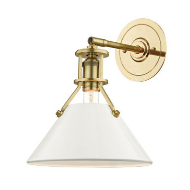 Hudson Valley Lighting Painted No.2 Wall Sconce in Aged Brass/off White MDS350-AGB/OW