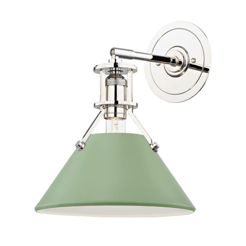 Hudson Valley Lighting Painted No.2 Wall Sconce in Polished Nickel/leaf Green MDS350-PN/LFG