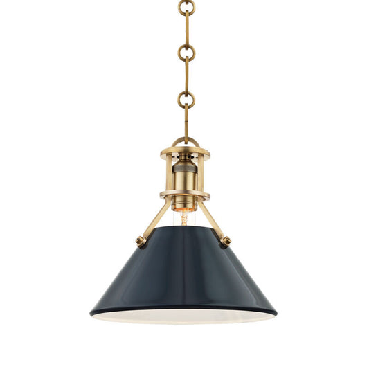 Hudson Valley Lighting Painted No.2 Pendant in Aged Brass/darkest Blue MDS351-AGB/DBL