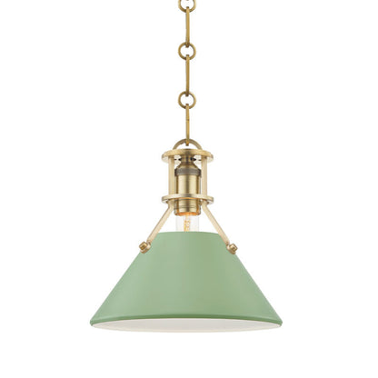 Hudson Valley Lighting Painted No.2 Pendant in Aged Brass/leaf Green Combo MDS351-AGB/LFG