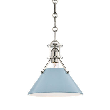 Hudson Valley Lighting Painted No.2 Pendant in Polished Nickel/blue Bird MDS351-PN/BB