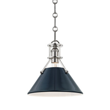 Hudson Valley Lighting Painted No.2 Pendant in Polished Nickel/darkest Blue MDS351-PN/DBL