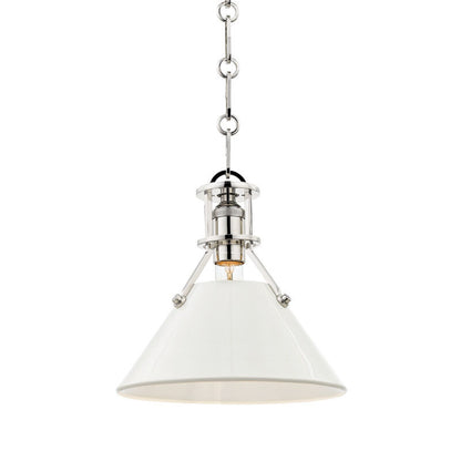 Hudson Valley Lighting Painted No.2 Pendant in Polished Nickel/off White MDS351-PN/OW