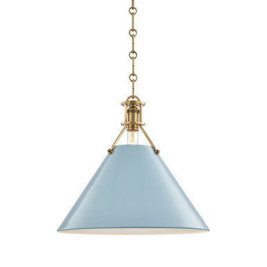 Hudson Valley Lighting Painted No.2 Pendant in Aged Brass/blue Bird MDS352-AGB/BB