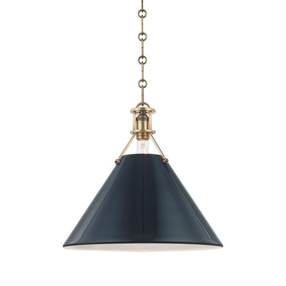 Hudson Valley Lighting Painted No.2 Pendant in Aged Brass/darkest Blue MDS352-AGB/DBL