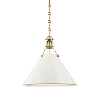 Hudson Valley Lighting Painted No.2 Pendant in Aged Brass/off White MDS352-AGB/OW