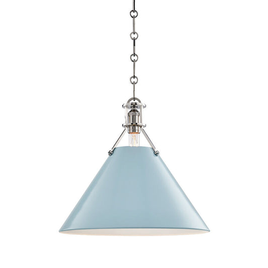 Hudson Valley Lighting Painted No.2 Pendant in Polished Nickel/blue Bird MDS352-PN/BB