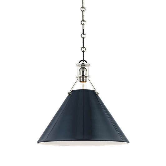 Hudson Valley Lighting Painted No.2 Pendant in Polished Nickel/darkest Blue MDS352-PN/DBL