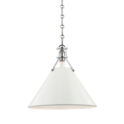 Hudson Valley Lighting Painted No.2 Pendant in Polished Nickel/off White MDS352-PN/OW