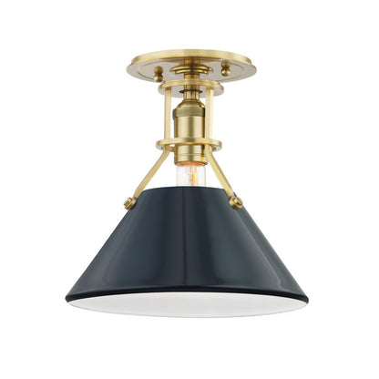 Hudson Valley Lighting Painted No.2 Semi Flush in Aged Brass/darkest Blue MDS353-AGB/DBL