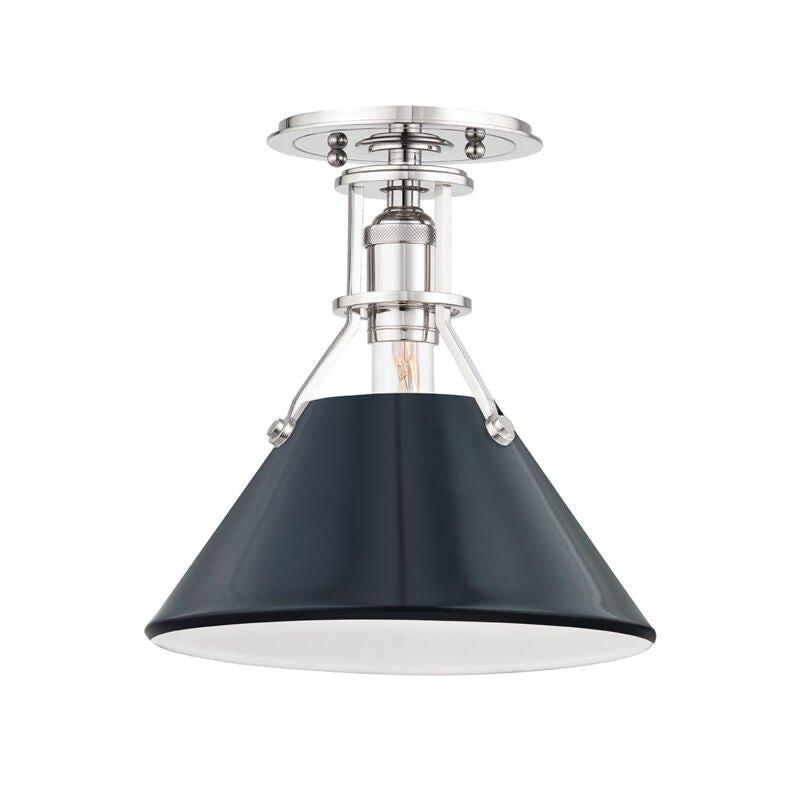 Hudson Valley Lighting Painted No.2 Semi Flush in Polished Nickel/darkest Blue MDS353-PN/DBL