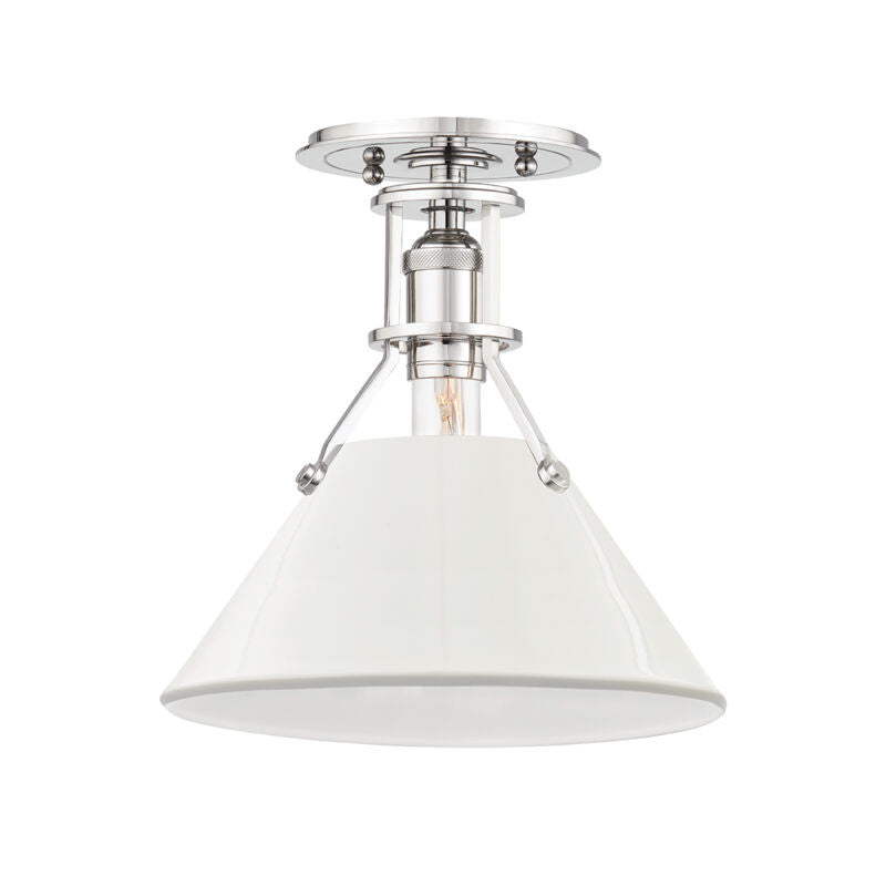 Hudson Valley Lighting Painted No.2 Semi Flush in Polished Nickel/off White MDS353-PN/OW