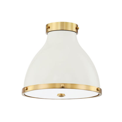 Hudson Valley Lighting Painted No. 3 Flush Mount in Aged Brass/off White MDS360-AGB/OW