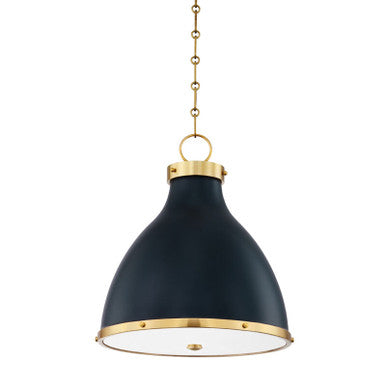 Hudson Valley Lighting Painted No. 3 Pendant in Aged Brass/darkest Blue MDS361-AGB/DBL