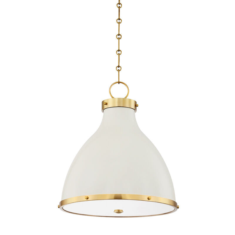 Hudson Valley Lighting Painted No. 3 Pendant in Aged Brass/off White MDS361-AGB/OW