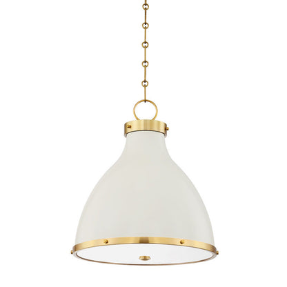 Hudson Valley Lighting Painted No. 3 Pendant in Aged Brass/off White MDS361-AGB/OW