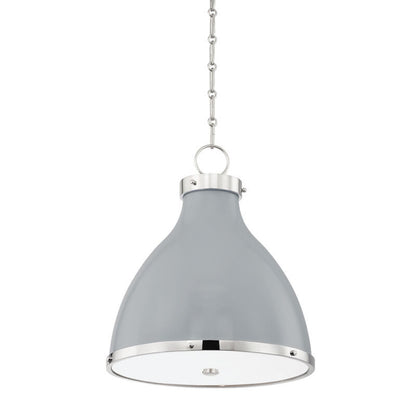 Hudson Valley Lighting Painted No. 3 Pendant in Polished Nickel/parma Gray Combo MDS361-PN/PG