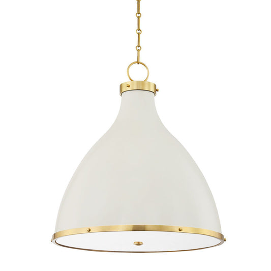 Hudson Valley Lighting Painted No. 3 Pendant in Aged Brass/off White MDS362-AGB/OW