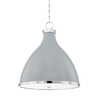 Hudson Valley Lighting Painted No. 3 Pendant in Polished Nickel/parma Gray Combo MDS362-PN/PG