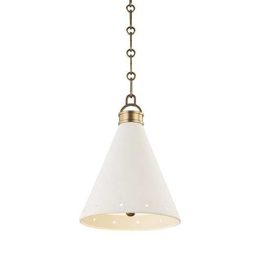 Hudson Valley Lighting Plaster No.1 Pendant in Aged Brass/white Plaster MDS400-AGB/WP