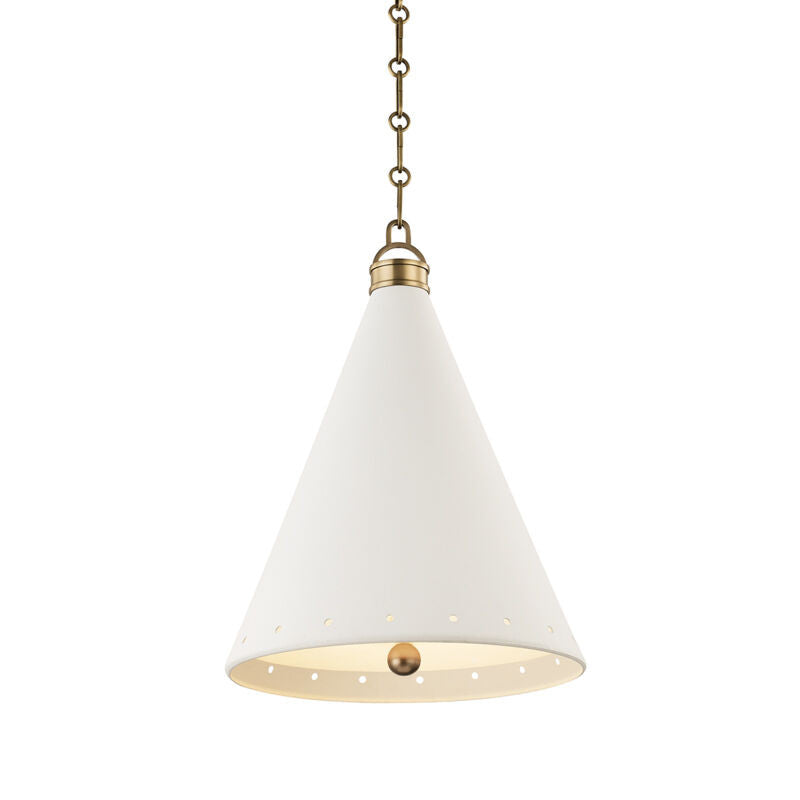 Hudson Valley Lighting Plaster No.1 Pendant in Aged Brass/white Plaster MDS401-AGB/WP