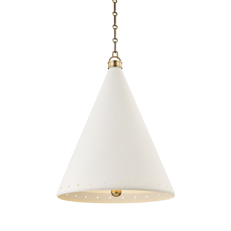 Hudson Valley Lighting Plaster No.1 Pendant in Aged Brass/white Plaster MDS402-AGB/WP