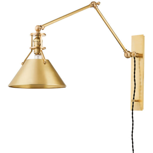 Hudson Valley Lighting Metal No. 2 Plug-In Sconce in Aged Brass MDS953-AGB