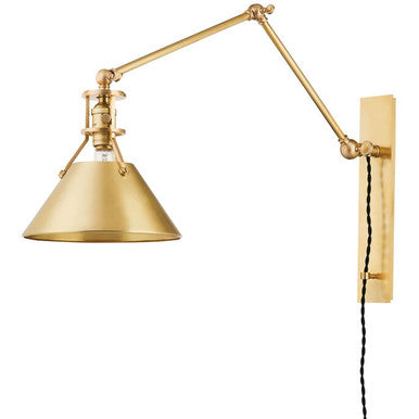 Hudson Valley Lighting Metal No. 2 Plug-In Sconce in Aged Brass MDS953-AGB