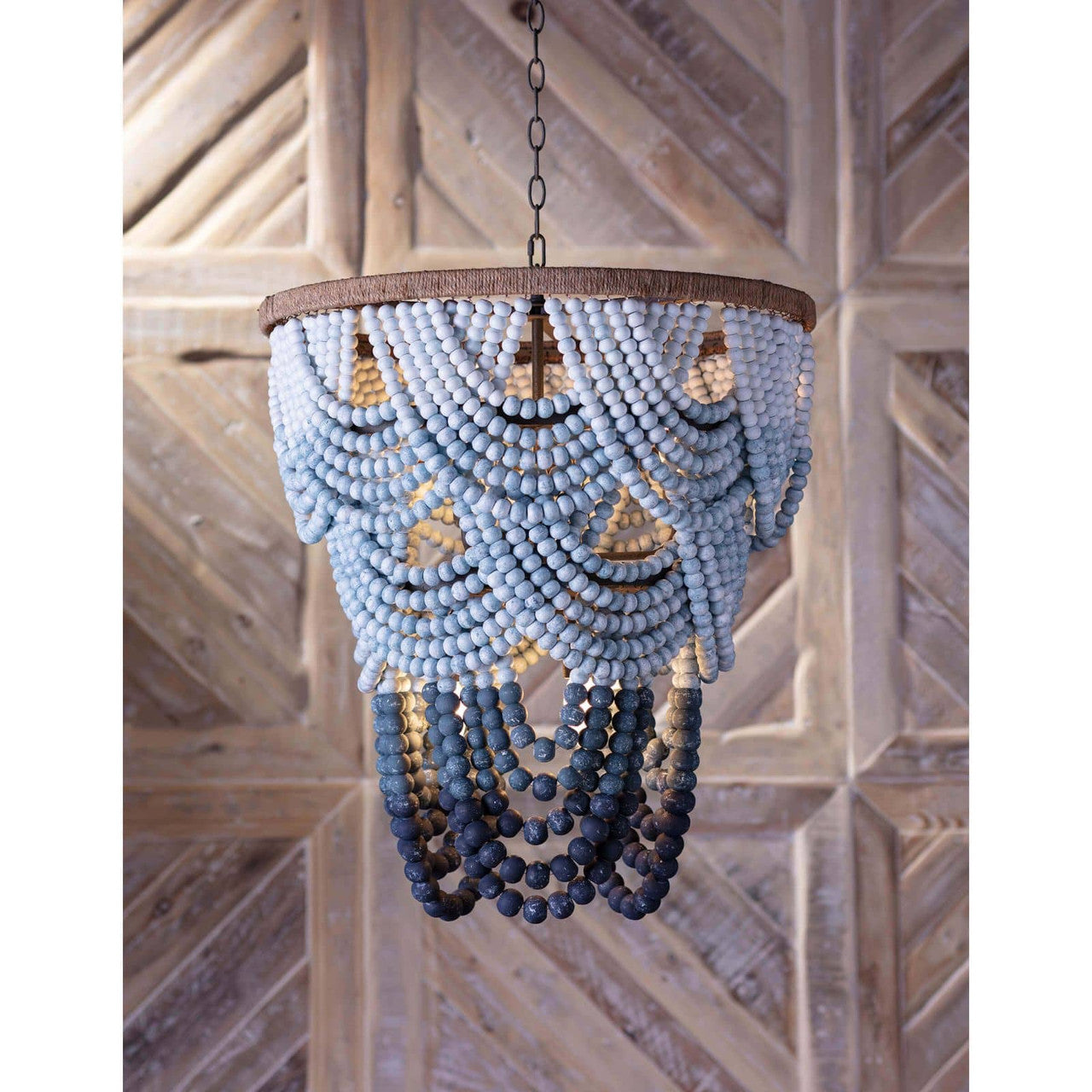 Regina Andrew Coastal Living Ombre Wood Bead Chandelier Designed By Regina Andrew 16-1179