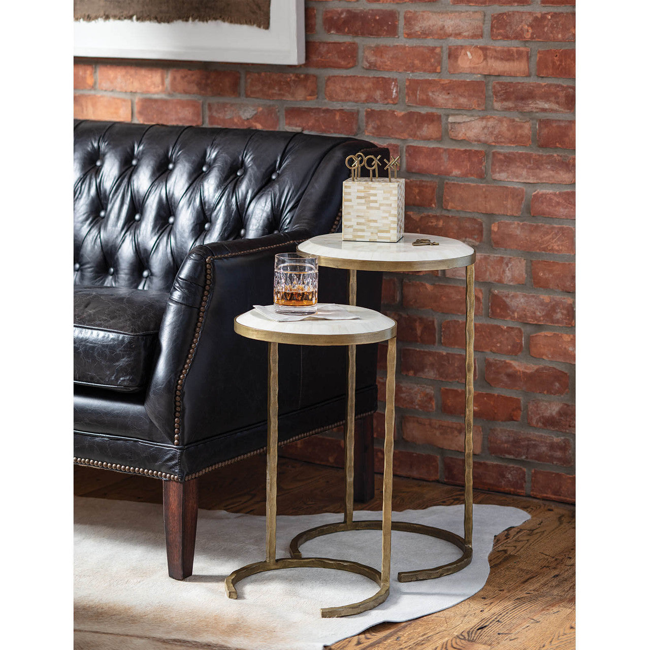 Regina Andrew Bone Veneer Nesting Tables in Brass 30-1007BRS