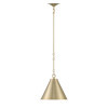 Lumanity Lighting Lincoln Tapered Metal 11" Dome Antique Brass Pendant Light in Plated Antiqued Brass, Off White Enamel  L090-0036