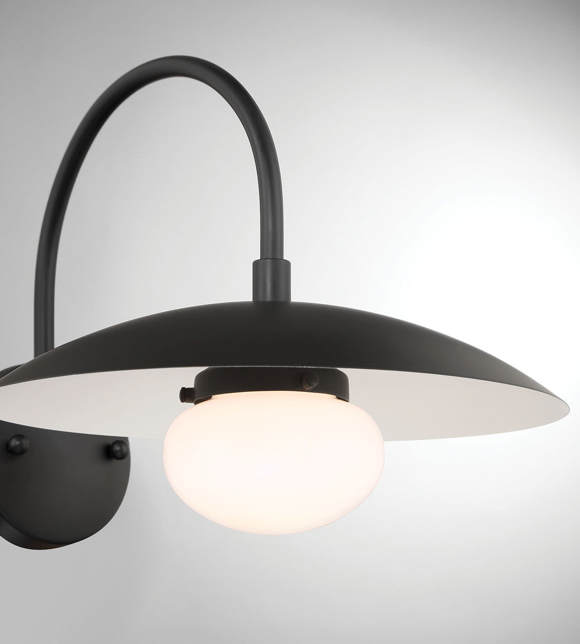 Lumanity Lighting Declan Modern Disc Matte Black 12" Wall Sconce Light in Painted Matte Black, Off White Enamel    L050-0006