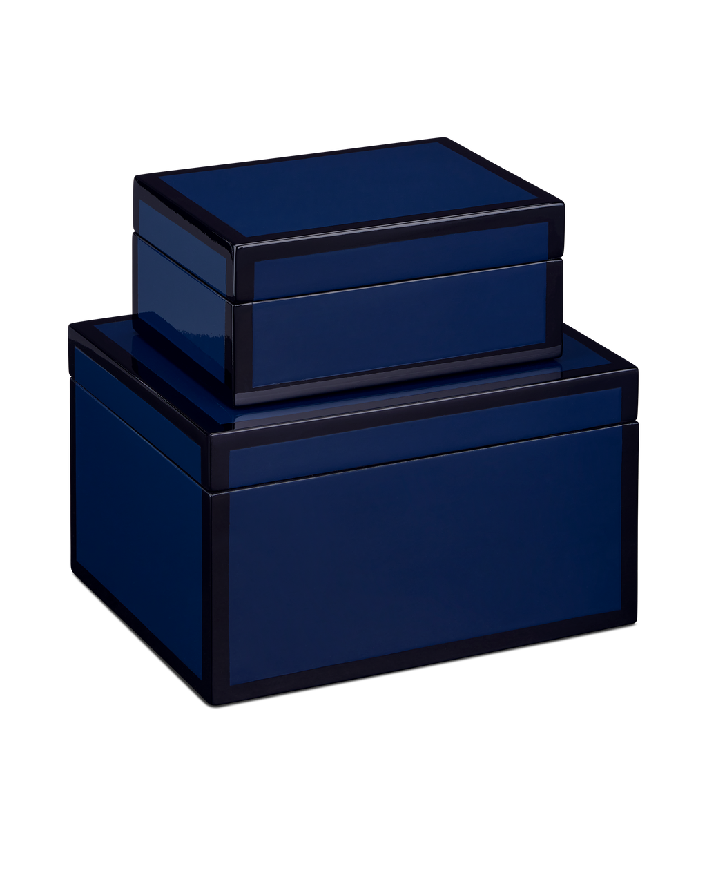 Currey & Co Navy Lacquer Box Set of 2 in Navy/Black 1200-0905